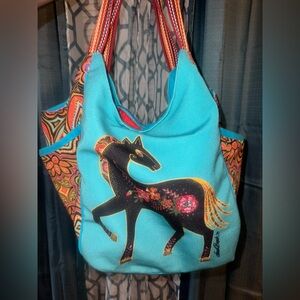 Laurel Burch Horses Fiesta Canvas tote bag